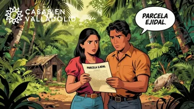 Compradores revisando riesgos de terreno ejidal en Yucatan